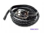 Skinny PU Belt with Black Pyramids