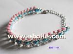fashion bracelet with pink acrylic stone and clear crystal