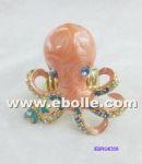 Octopus ring with rhinestones,enamel details