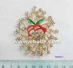 Flower brooch with rhinestones,enamel details