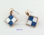 Blue and white square design stud earring