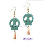 Green skulls drop earring