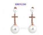 Cross and pearls drop earring