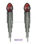 Tassels drop earring with ruby design on the top