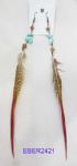 Extremly long feather drop earrings