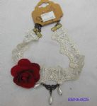 Lace with red flower necklace