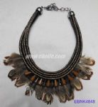 Chunky feather bib necklace