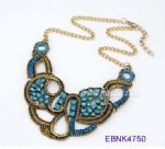 Vintage retro metal necklace with rhinestones inlaid