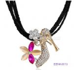 Heel charm with seed beads links necklace