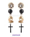Skull charm earrings with cross pendant decoration