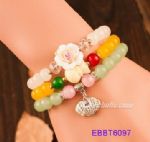 Three layers beaded bracelet with charm pendant decoration