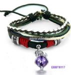Multilayers cord bracelet with rhinestone pendant charm decoration