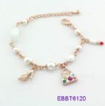 Pearls cord metal bracelet