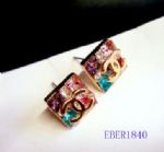 Colorful zircon anti allergic stud earring