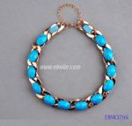 Blue rhinestone metal  necklace