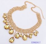 Water droplets rhinestone necklace