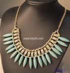 Turquoise diamantes tassel necklace