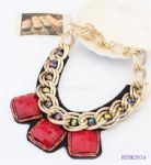Square turquoise metal necklace