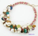 Hand weave shell pearls necklace