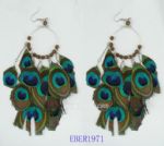 Peacook feather beaded earring