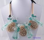 Exaggerated crystal ribbon necklace 