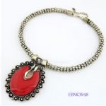 Resin necklace with rhinestone pendant decoration