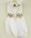White feather drop earring