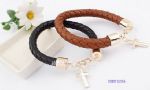 Weave leather cross bracelet