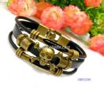  Weave skull leather bracelet