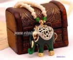 Diamantes resin necklace with elephant pendant decoration