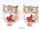 Colorful enamel owls earring