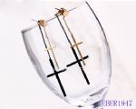 Double cross tassels drop earring