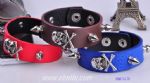 Skull rivets leather bracelet