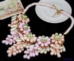 Flowers resin necklace with rope links