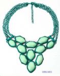 Green necklace with varieties shapes pendant