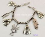 Metal bracelet with many pendants decoration