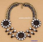 Black metal necklace with diamantes decoration