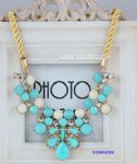 Sky blue diamantes necklace with rope links