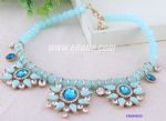 Beaded necklace with rhinestones pendants decoration