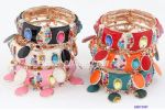 Colorful enamel bangle with metal pendant decoration