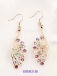 Peacook style of diamantes drop earring