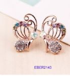 Butterfly design diamantes stud earring