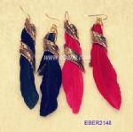 Feather fashion drop earring