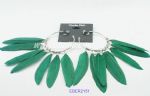 green leather drop earring