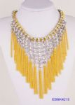 Fashionable tassels necklace with diamantes inlaid