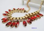 Water droplets design rhinestone necklace