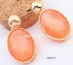 Orange resin gemstone earring