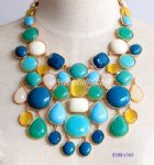 Mulitcolored resin bib necklace