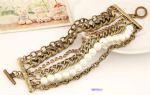 Chunky metal and pearls bracelets