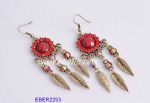 Fashion resin drop earrings with leaves tassels design